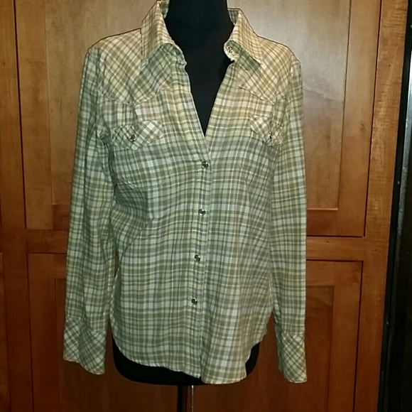 Theory Snap Button Down Blouse Large - Picture 1 of 3